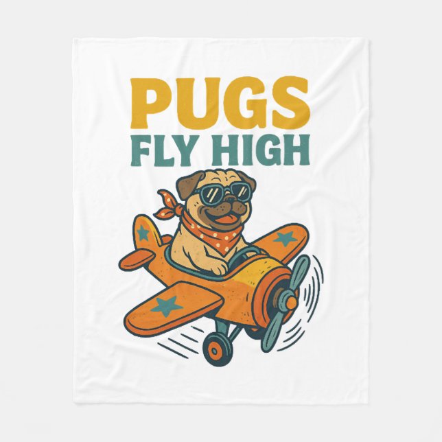 Couverture Polaire Pugs Fly High (Devant)