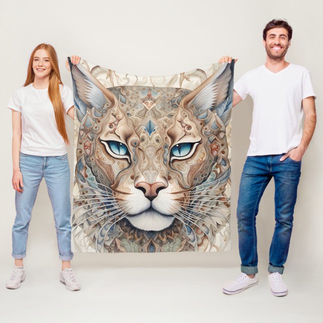 Couverture Polaire Puma Face Surreal Art (En situation)