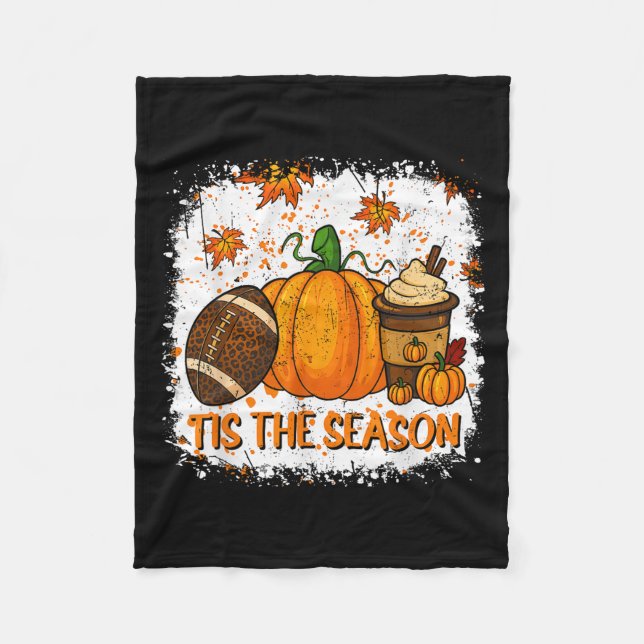 Couverture Polaire Pumpkin Sce Football Tis The Season Fall Thanksgiv (Devant)