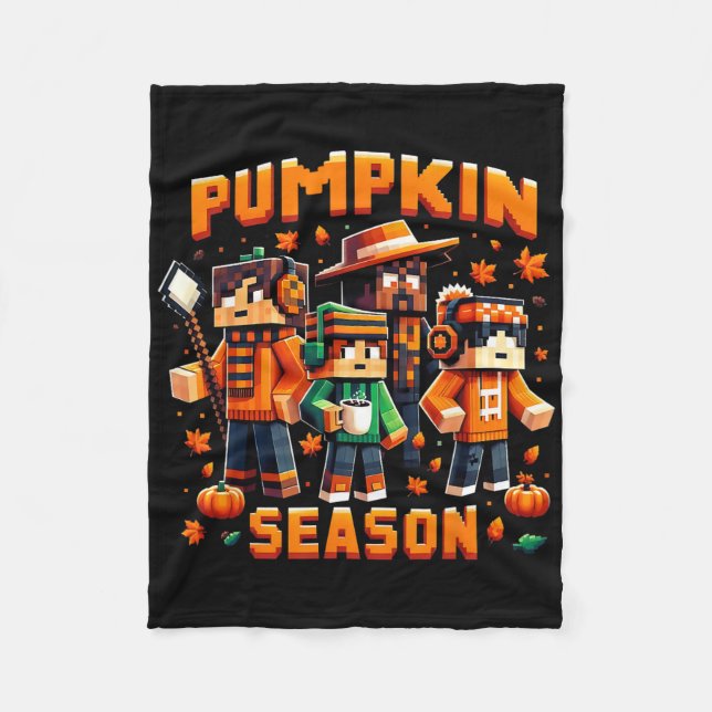 Couverture Polaire Pumpkin Season Pixel Gaming Fall Gamer Autumn Vibe (Devant)