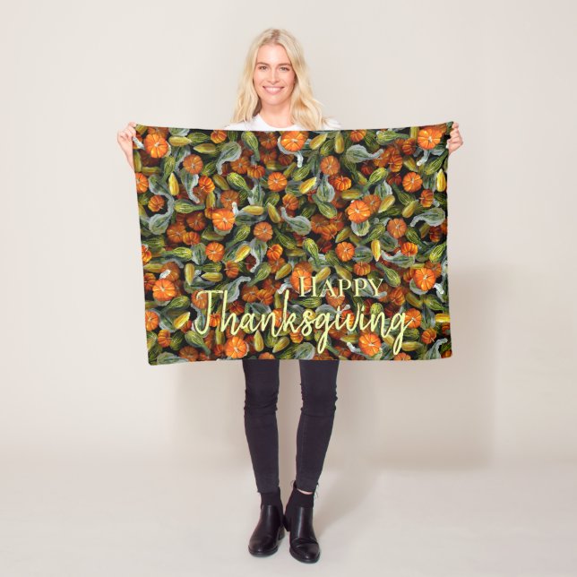 Couverture Polaire Pumpkin, Squash Autumn Harvest Blanket (En situation)