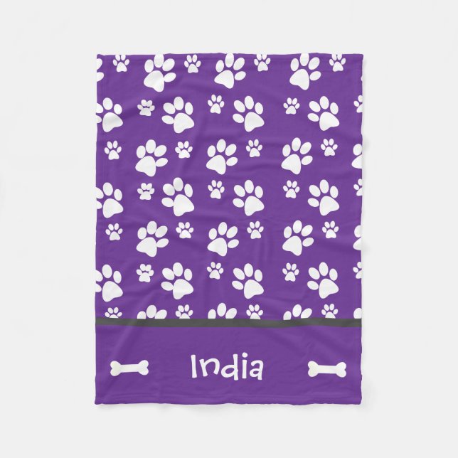 Couverture Polaire Puppy Chien Personnalisé Empreinte de patte Blanke (Devant)