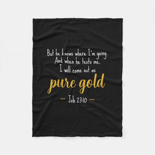Couverture Polaire Pure Gold Job 23:10 Scripture Fleece Blanket (Devant)