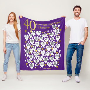 Couverture Polaire Purple 40e anniversaire 40 raisons Nous vous aimon