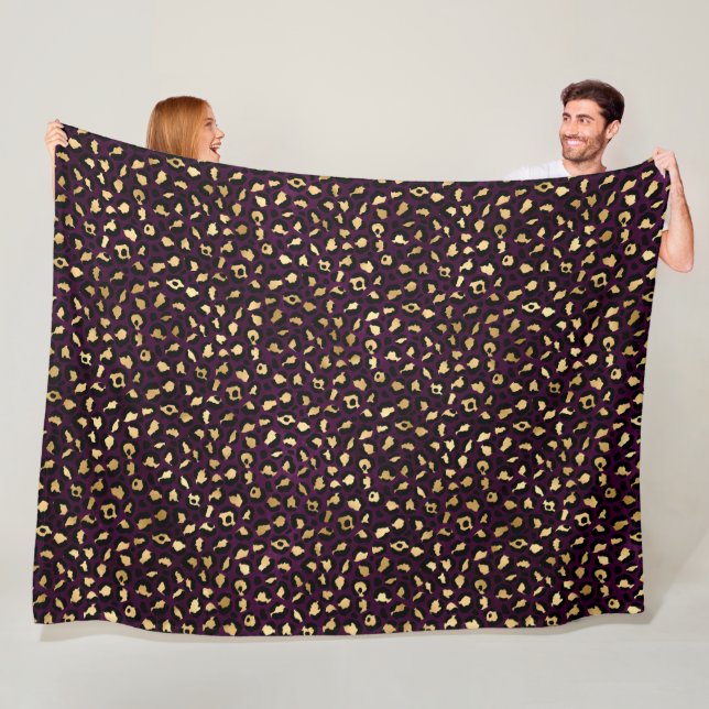 Couverture Polaire Purple and Gold Leopard Series Design 2 (En situation)