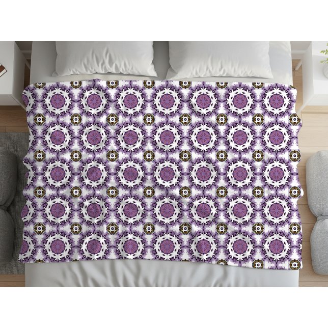 Couverture Polaire Purple and white geometric pattern Fleece Blanket (Créateur téléchargé)