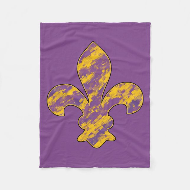 Couverture Polaire Purple et or Fleur de lis Blanche polaire (Devant)