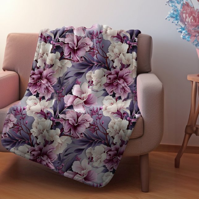 COUVERTURE POLAIRE PURPLE LIT FLORAL (PURPLE LILY FLORAL BLANKET
)