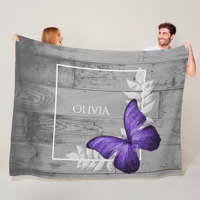 Couverture Polaire Purple Papillon Rustique Personnalisé (En situation)