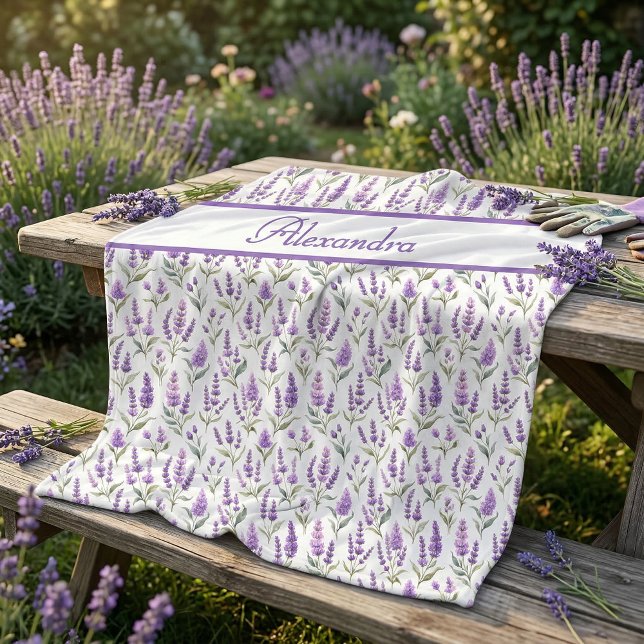 Couverture Polaire Purple Sage Green Lavender Custom Name (Créateur téléchargé)