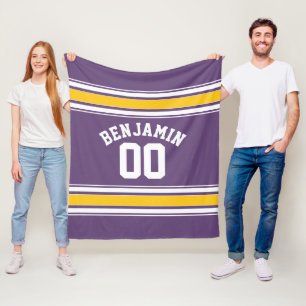 Couverture Polaire Purple Yellow Jersey Stripes Numéro personnalisé