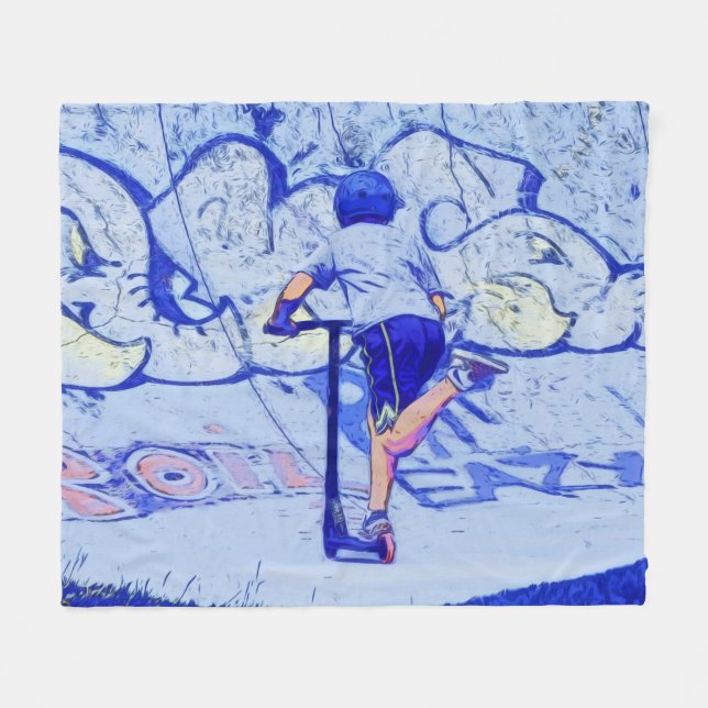 Couverture Polaire Pushin'It - Stunt Scooter Rider (Devant (Horizontal))