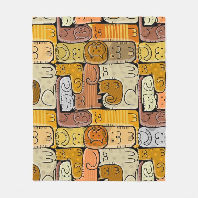 Couverture Polaire Puzzle Funny Chats House sans joint (Devant)