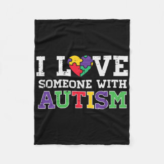 Couverture Polaire Puzzle Heart I Love Someone With Autism Awareness 
