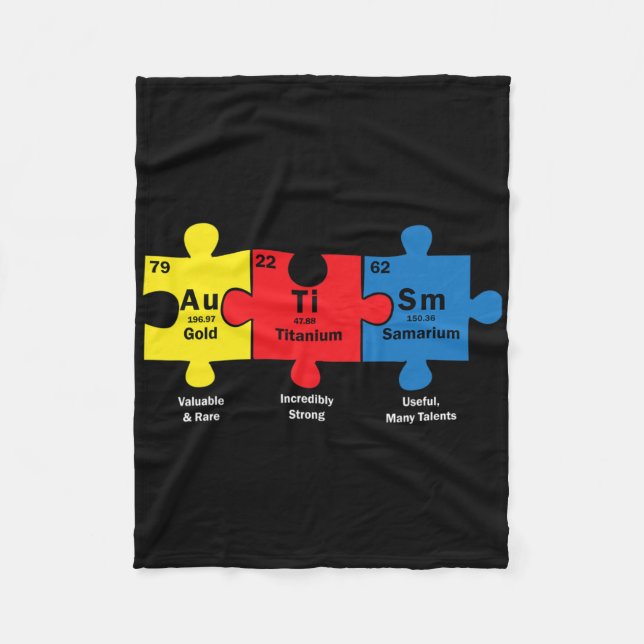Couverture Polaire Puzzle Piece Chemical Elements Cool Autism Awarene (Devant)