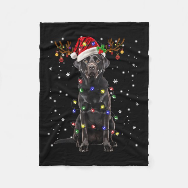 Couverture Polaire Pyjama des rennes de sapin du Labrador Black Lab (Devant)