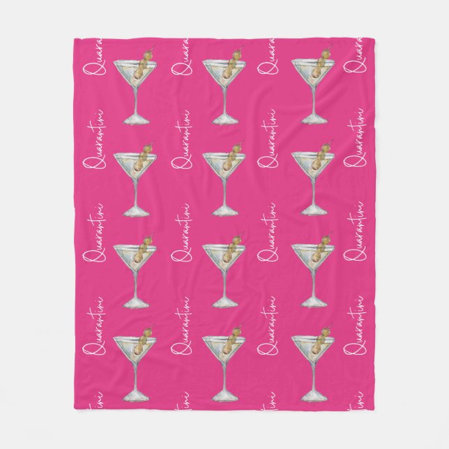 Couverture Polaire Quarantini Cocktail Motif rose Couleurs changeable (Devant)