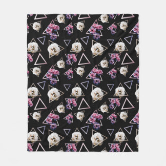 Couverture Polaire Quartz rose et floral foncé de tourmaline rose