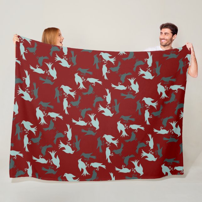 Couverture Polaire Quatre oiseaux chanteurs Rétro découpage milieu du (En situation)
