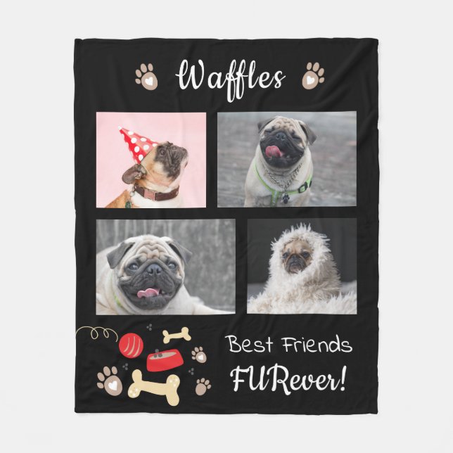 Couverture Polaire Quatre photos Meilleur ami Furever Dog Blanket (Devant)