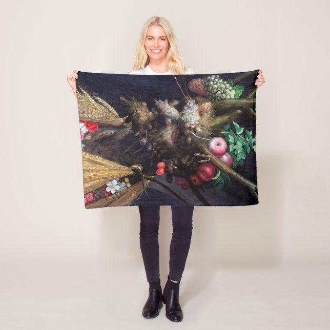 Couverture Polaire Quatre saisons en une tête, Arcimboldo (En situation)