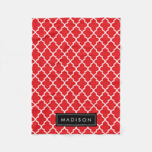 Couverture Polaire Quatrefoil rouge et noir personnalisé