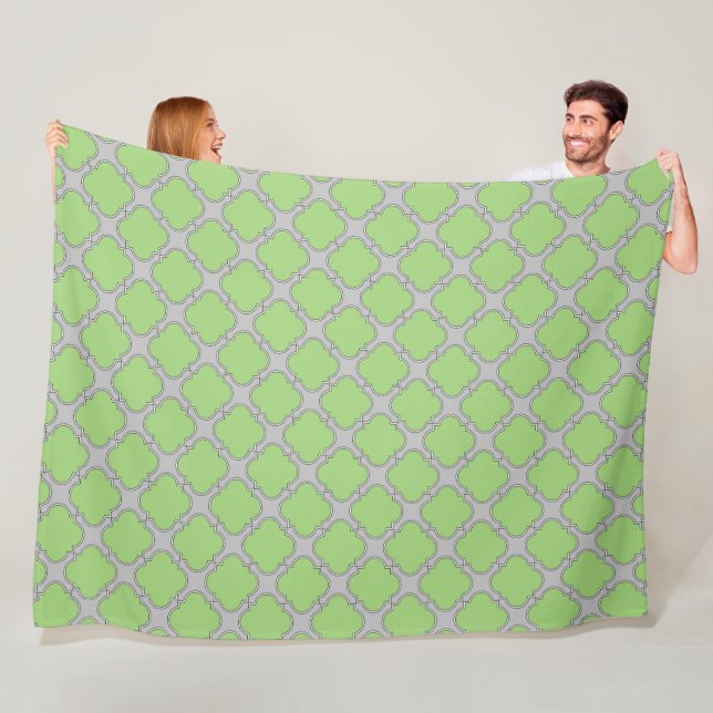 Couverture Polaire Quatrefoil vert (En situation)