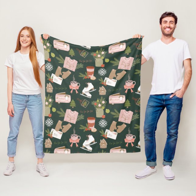 Couverture Polaire Quelques-unes de mes choses de Noël préférées Vert (En situation)