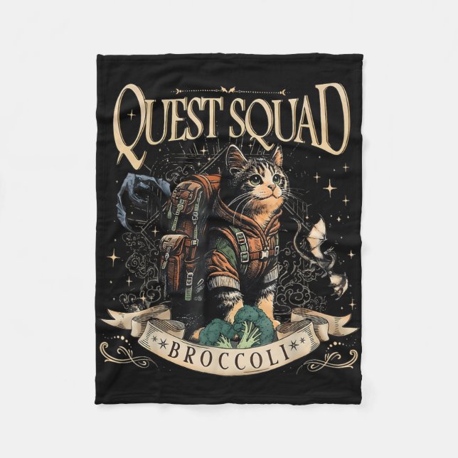 Couverture Polaire Quest Imaginaire Squad Broccoli Kitten Chat drôle (Devant)