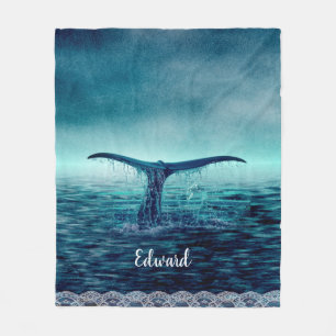 Couverture Polaire Queue de baleines au-dessus de l'océan Personnali