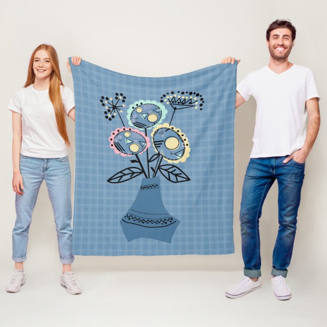 Couverture Polaire Quilling, fleurs dans le vase (En situation)