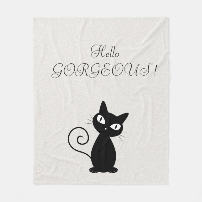 Couverture Polaire Quirky Whimsical Black Cat Glittery-Bonjour magnif (Devant)