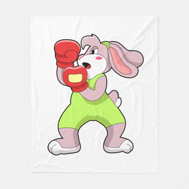 Couverture Polaire Rabbit à la boxe avec gants de boxe (Devant)