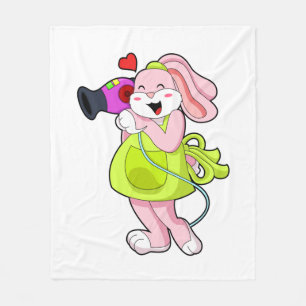 Couverture Polaire Rabbit comme coiffeur avec sèche-cheveux
