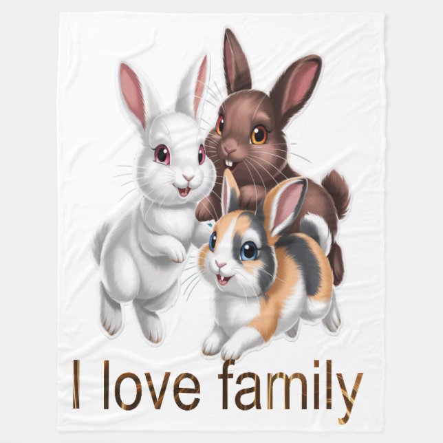 Couverture Polaire Rabbit family  (Devant)