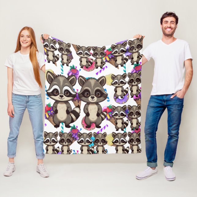 Couverture Polaire Raccoon Cute Kawaii Twin Sweet Motif (En situation)