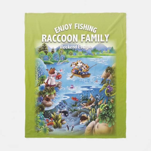 Couverture Polaire RACCOON FAMILY Enjoy Fishing  (Devant)