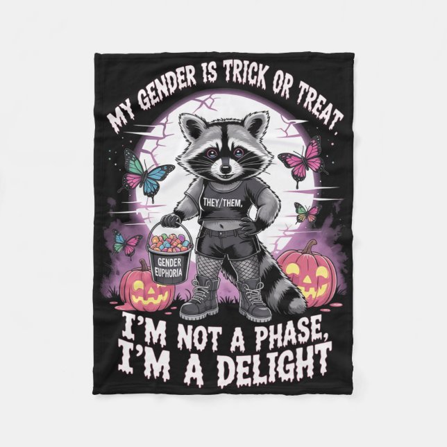 Couverture Polaire Raccoon Halloween non binaire Pronouns pas une pha (Devant)