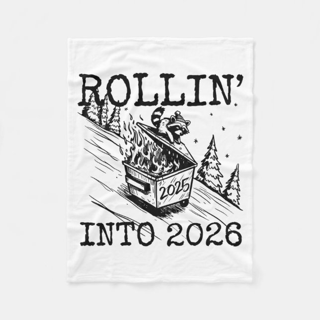 Couverture Polaire Raccoon Rolling Into 2026 Happy New Year 2026 Funn (Devant)
