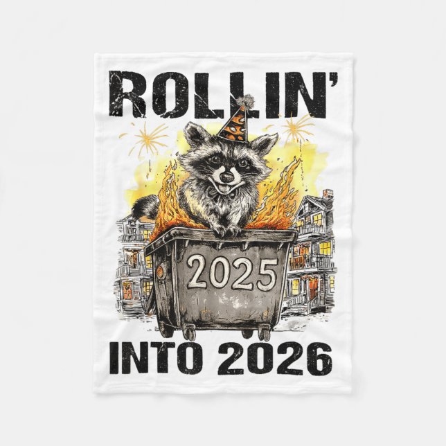 Couverture Polaire Raccoon Rolling Into 2026 Happy New Year 2026 Funn (Devant)