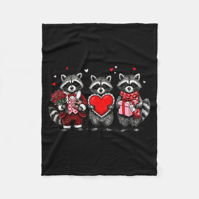 Couverture Polaire Raccoon Valentines Day Funny Feral Raccoon Love He (Devant)