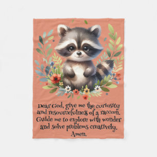 Couverture Polaire Raccoon Woodland Enfants Prière chrétienne sur ros