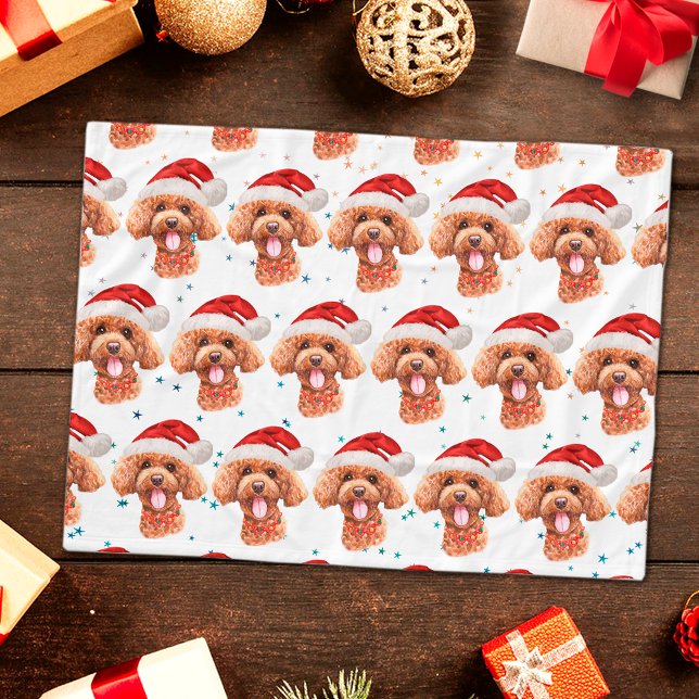 Couverture Polaire Races de chiens caniches étoiles de Noël (Créateur téléchargé)