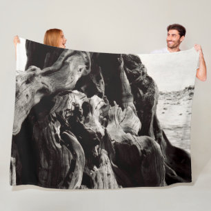 Couverture Polaire Racines d'arbre noir et blanc