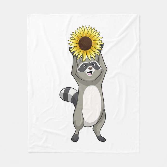 Couverture Polaire Racoon avec tournesol (Devant)