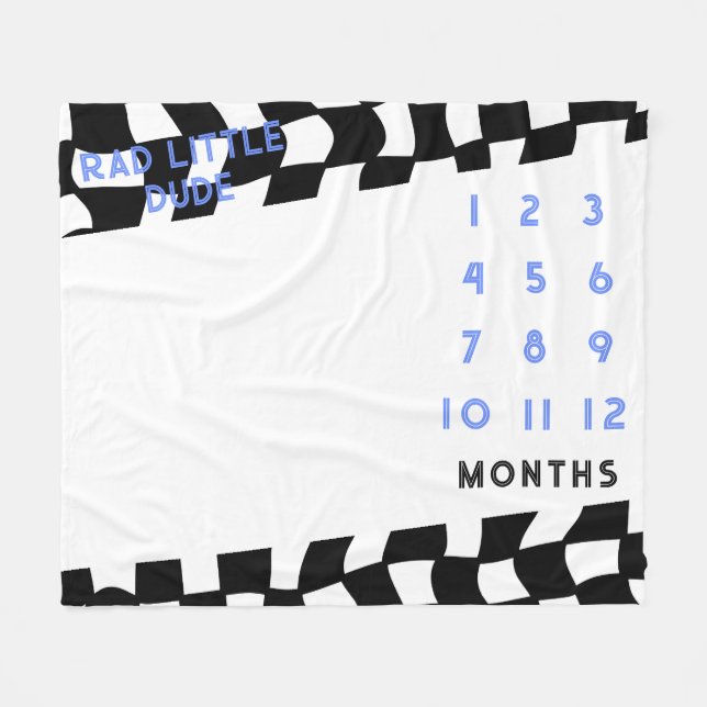 Couverture Polaire "Rad Little Dude" Check Milestone Fleece Blanche (Devant (Horizontal))