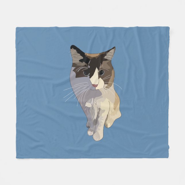 Couverture Polaire Ragdoll cat, Dusty Blue (Devant (Horizontal))