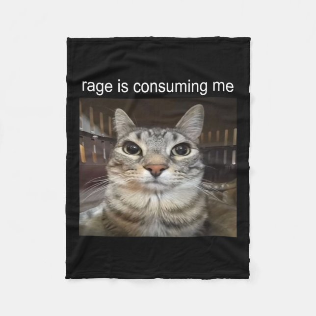 Couverture Polaire Rage Me Consume Silly Staring Cat Meme (Devant)