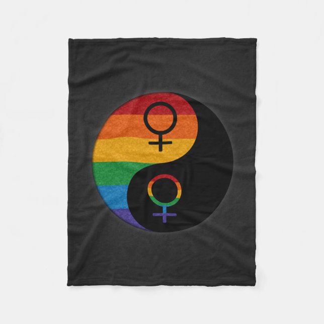 Couverture Polaire Rainbow Colorée Lesbian Pride Yin et Yang (Devant)