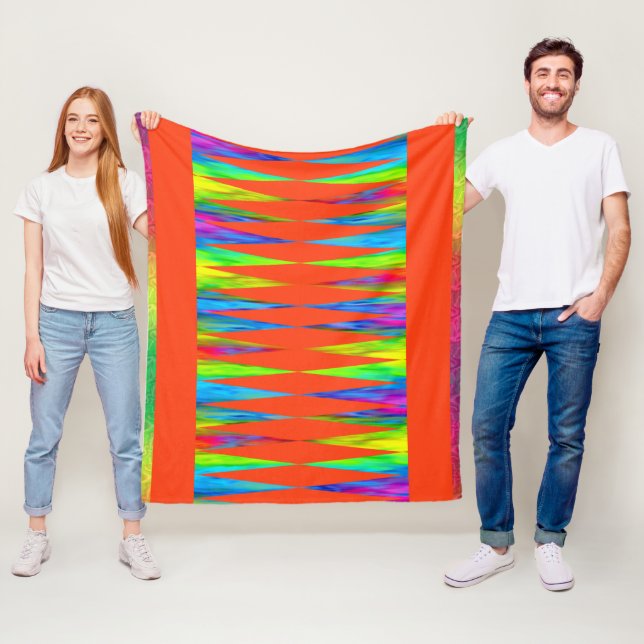 Couverture Polaire [Rainbow Fiesta] Arlequin Geometry Fiery Orange (En situation)